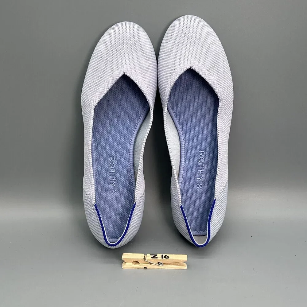 Rothy's The Flat Women's 9.5 Blue Purple Pale Slip Round Toe Comfort Ballet Shoe